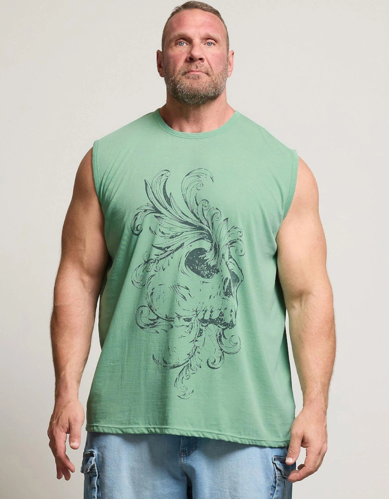 Acid Wash Graphic Vest - Green