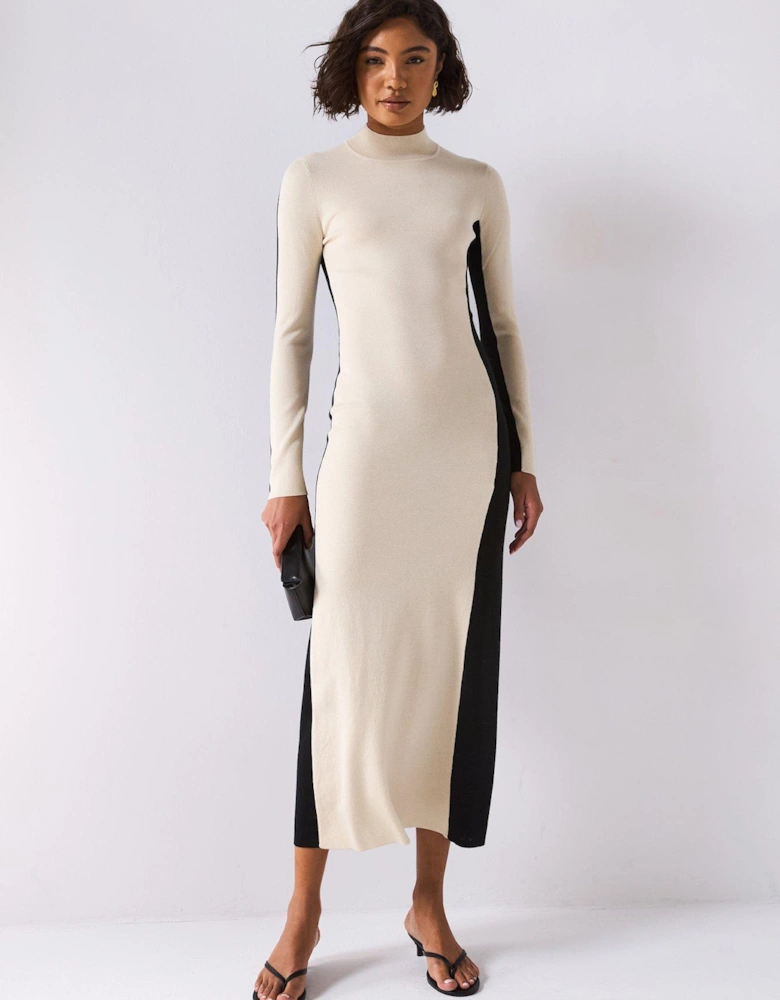 Bicolour Knit Maxi Dress