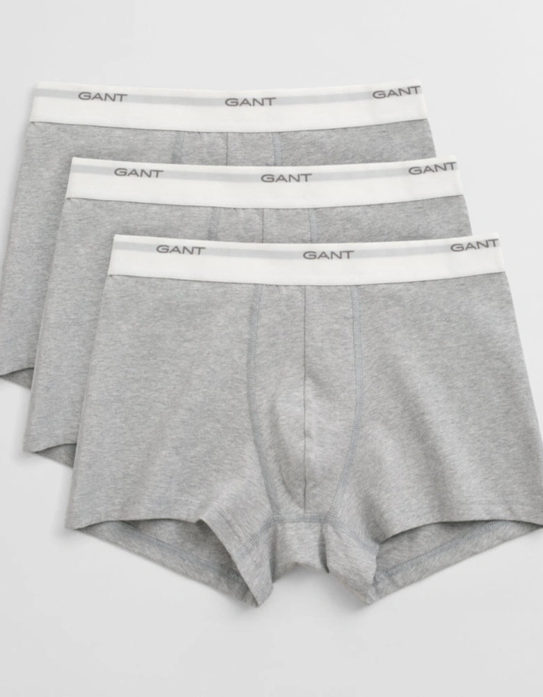 3-Pack Core Boxer Trunks, Light Grey Melange