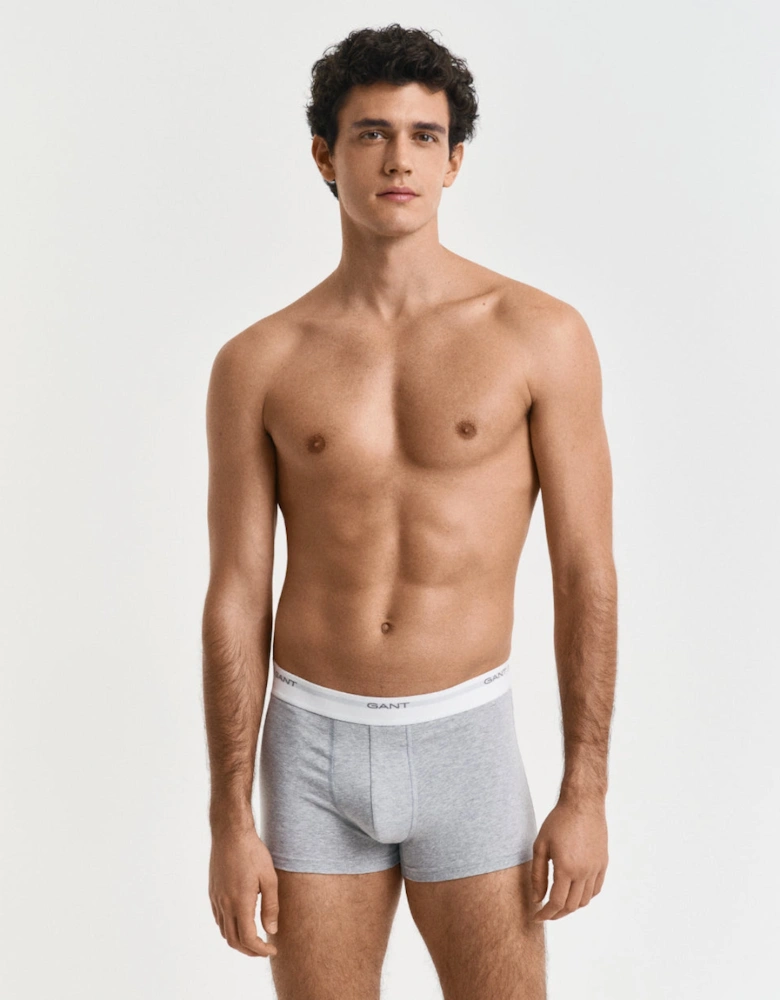 3-Pack Core Boxer Trunks, Light Grey Melange