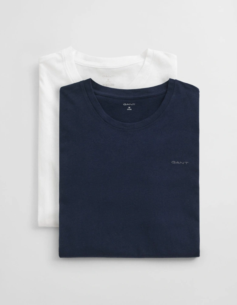 2-Pack Regular Fit Cotton Crew-Neck T-Shirts, Navy/White