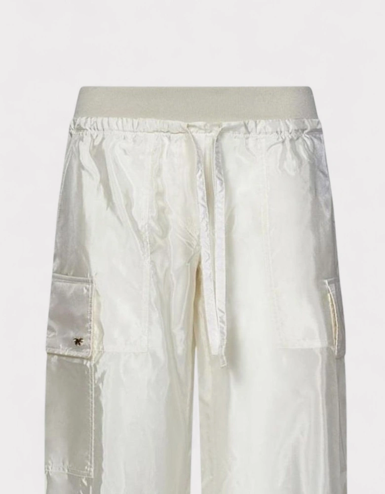 Satin Parachute Trousers White