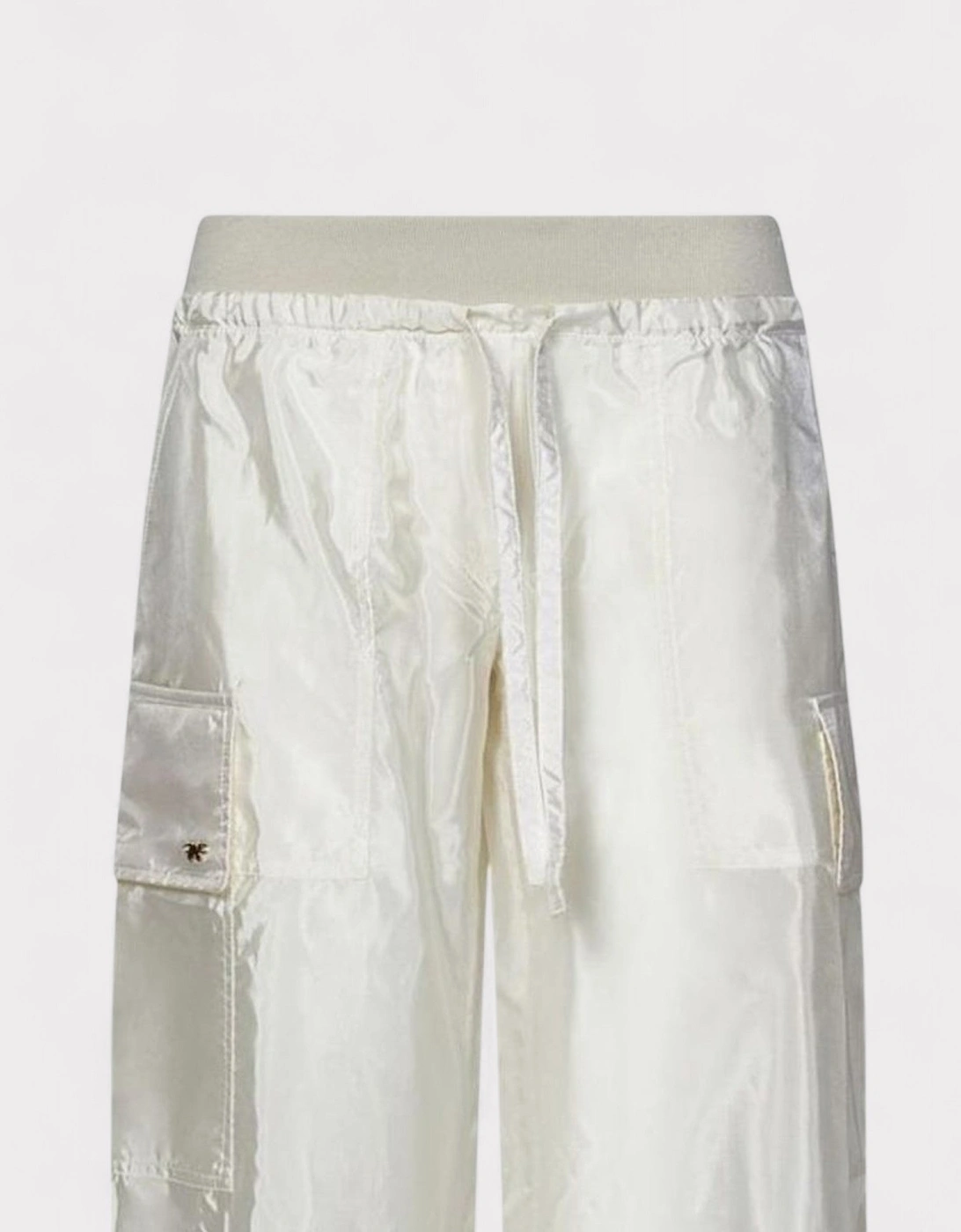 Satin Parachute Trousers White