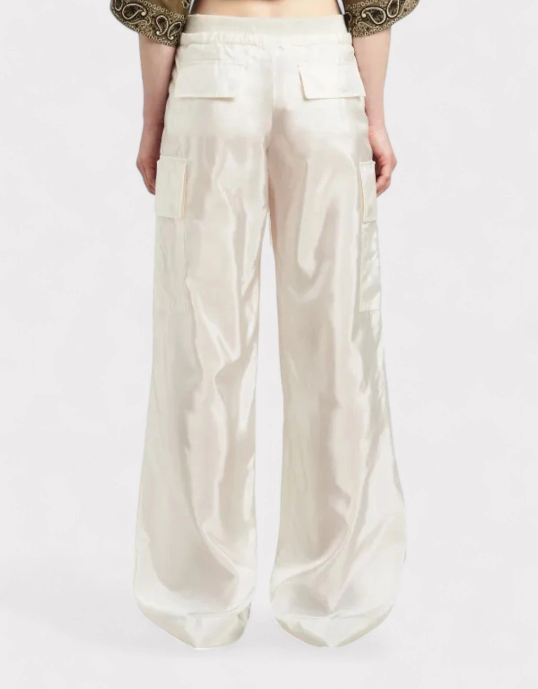 Satin Parachute Trousers White