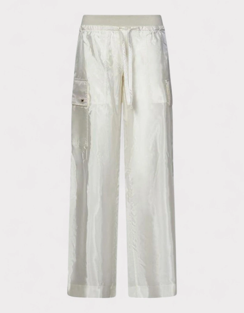 Satin Parachute Trousers White