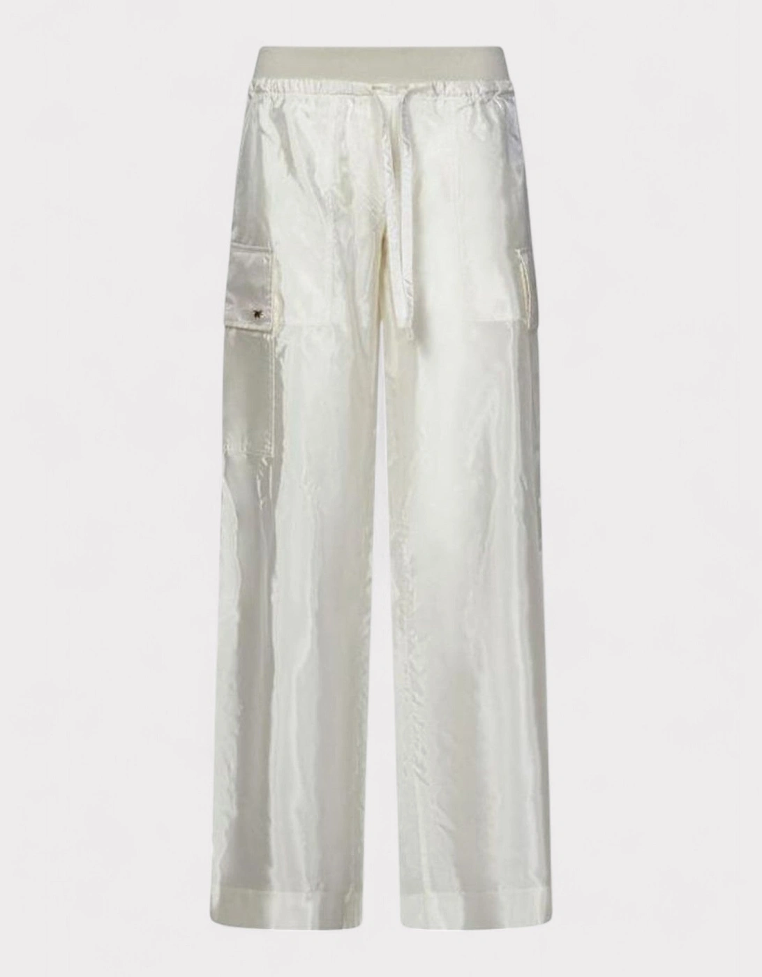 Palm Angels Women's White Satin Parachute Trousers - Size: 14