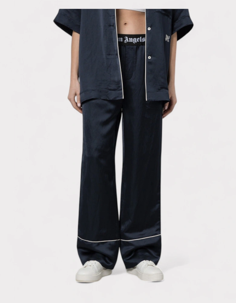 Satin Pajama Bottoms Navy Blue