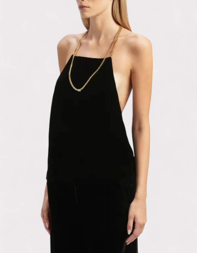 Chain Velvet Top Black