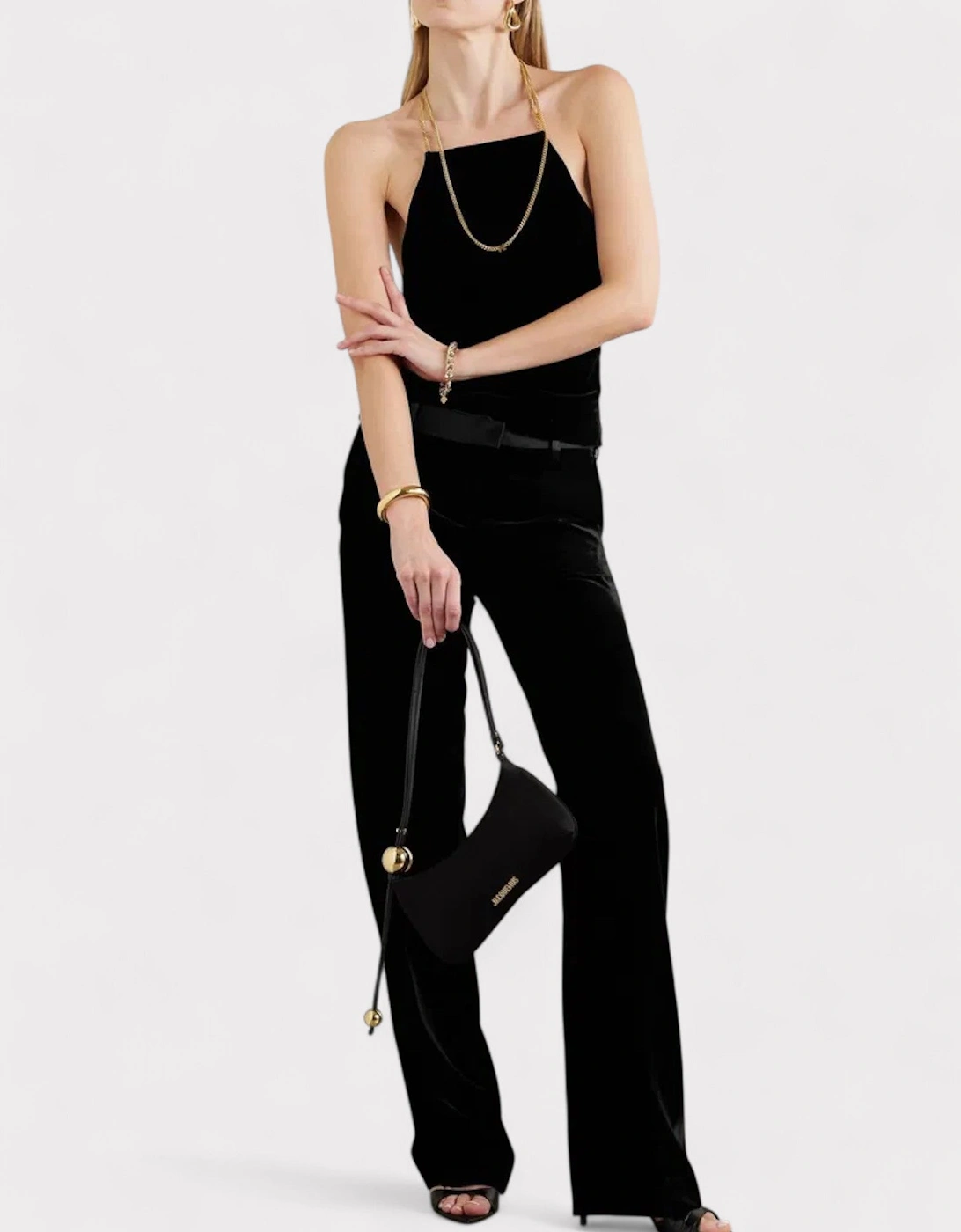 Chain Velvet Top Black