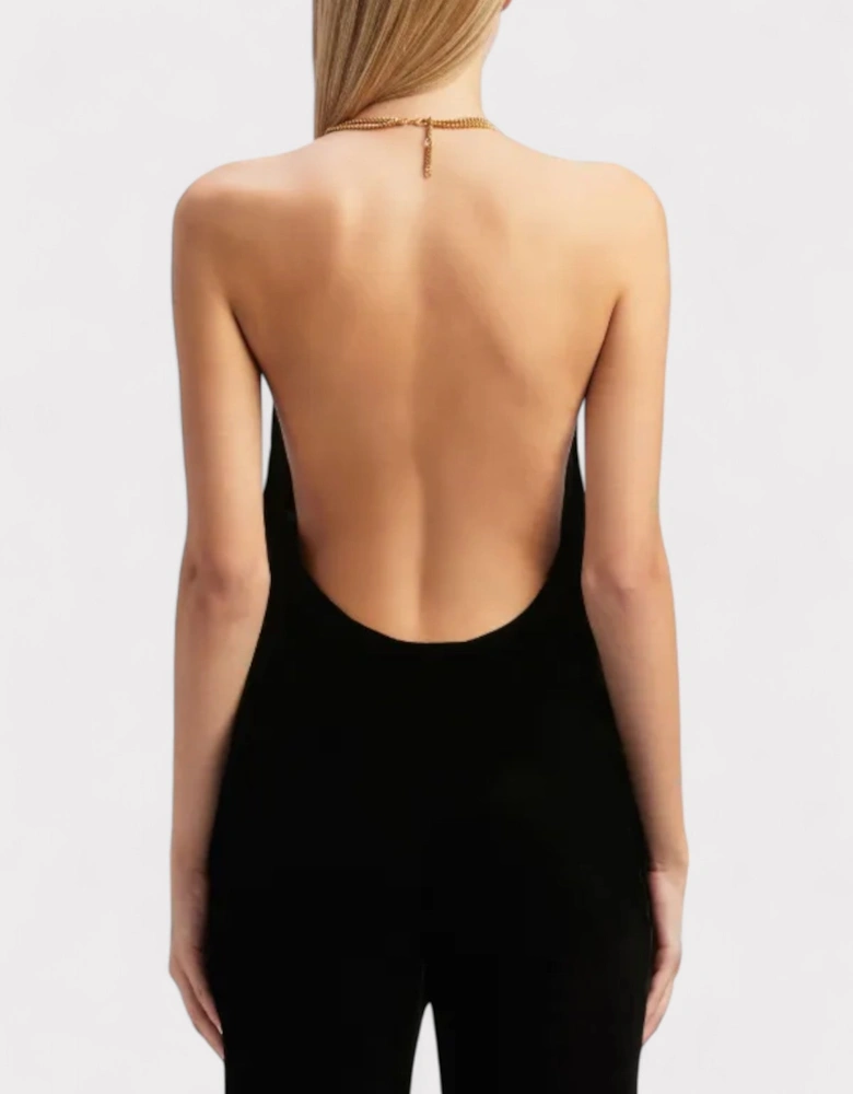 Chain Velvet Top Black
