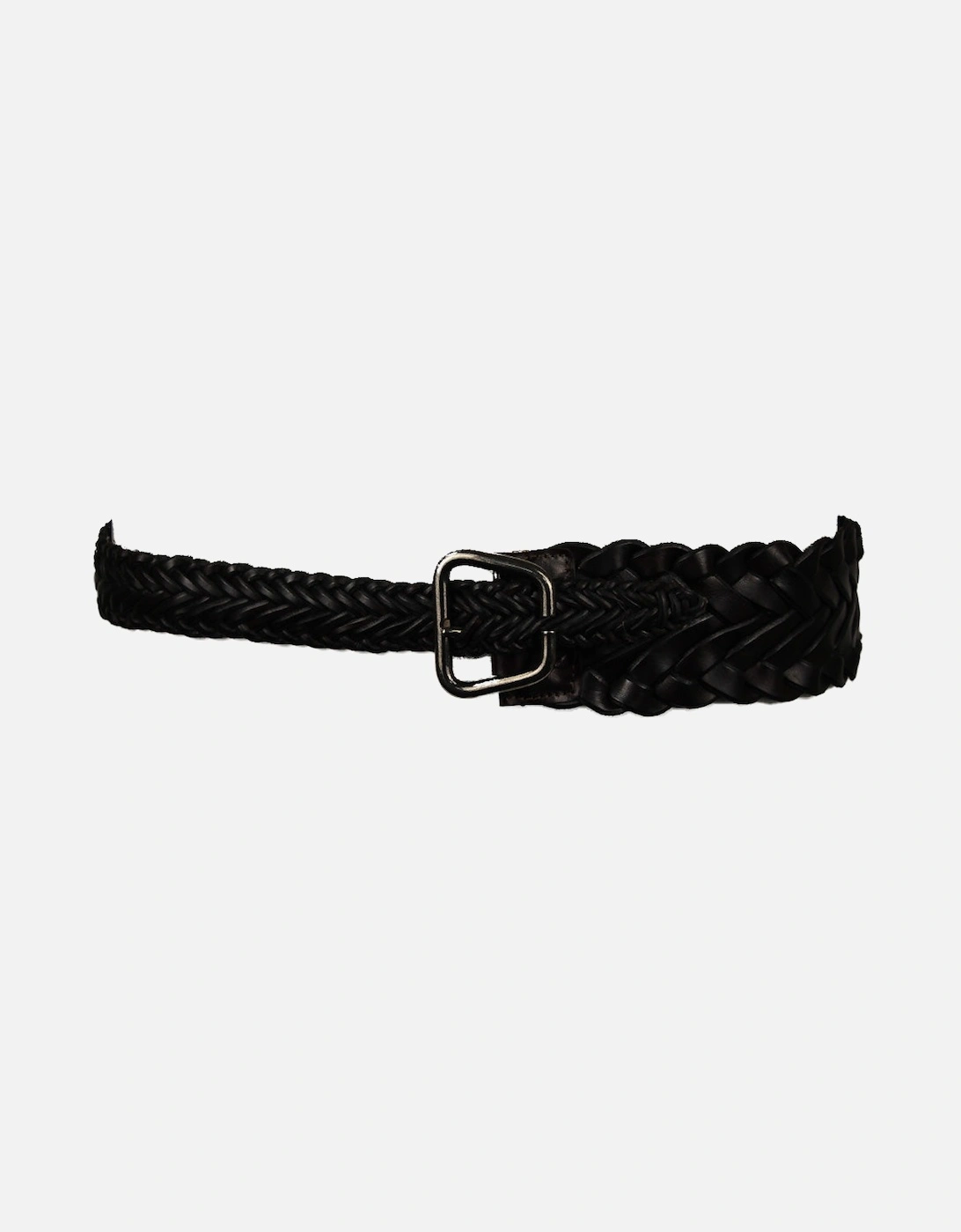 Wide Woven Leather Belt, Brown