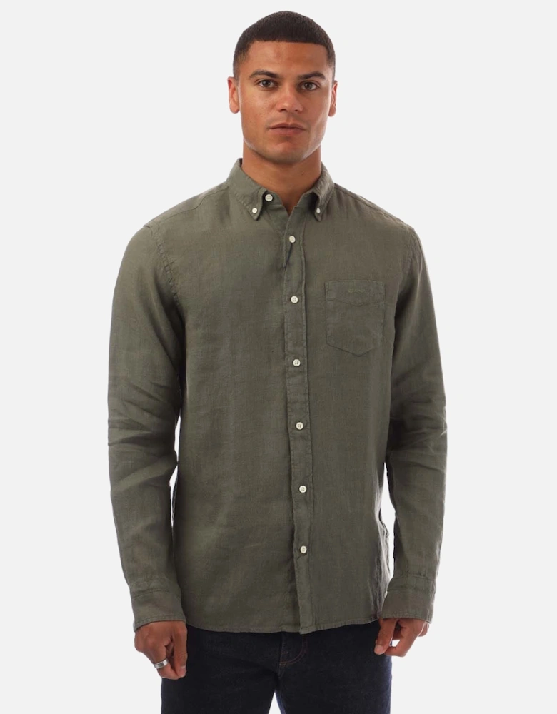 Regular Fit Garment Dyed Linen Shirt - Regular Ut Garment Dyed Linen Shirt