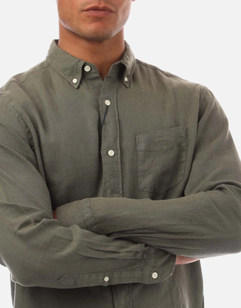 Regular Fit Garment Dyed Linen Shirt - Regular Ut Garment Dyed Linen Shirt