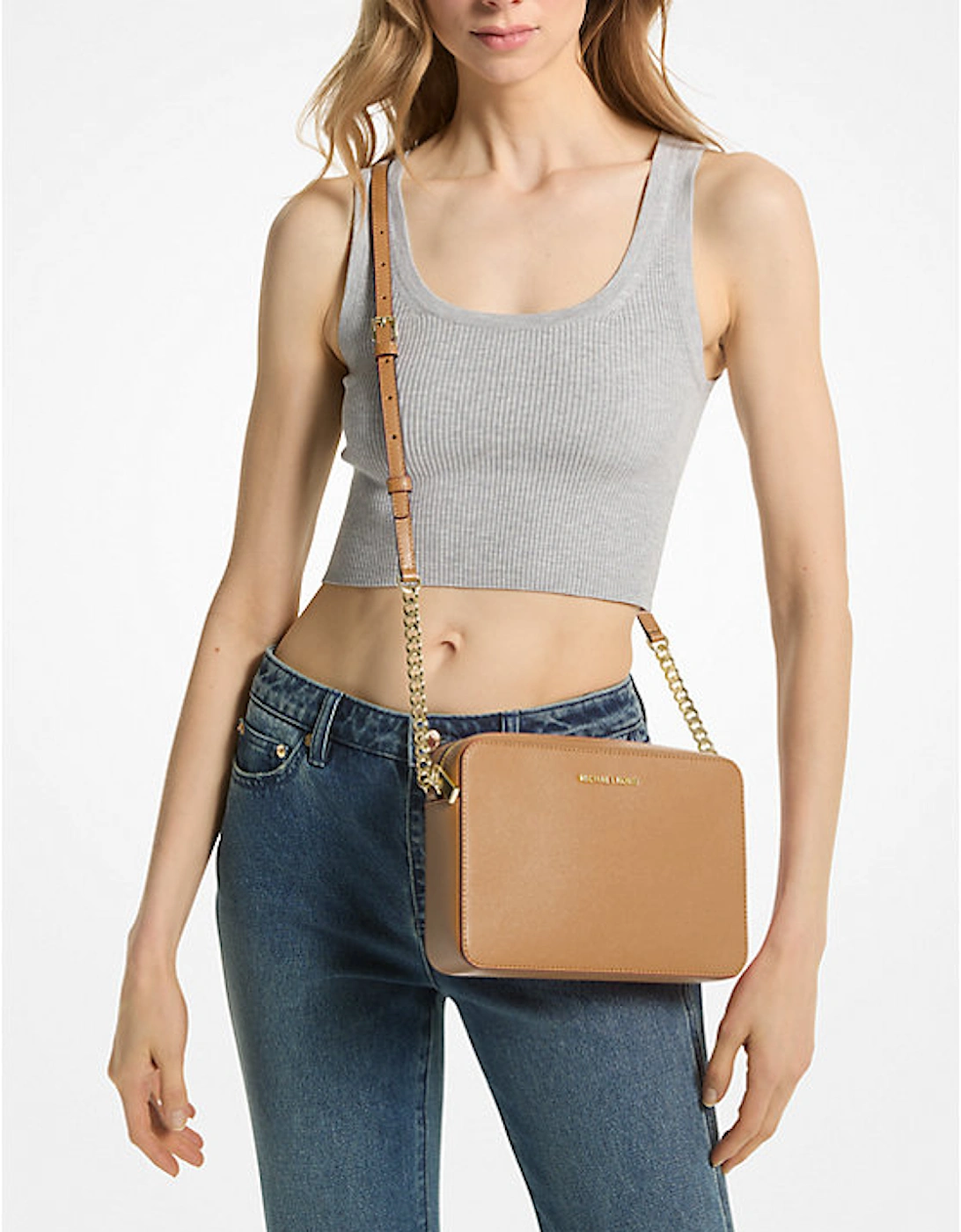 Jet Set Large Saffiano Leather Crossbody Bag