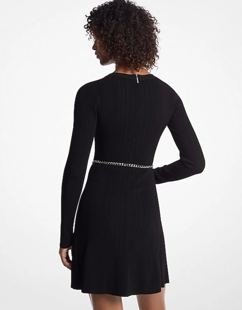 Stretch Knit Belted Dress