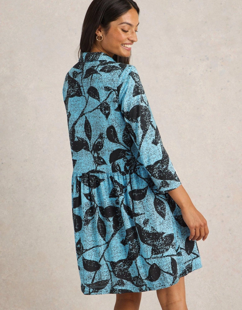 Everly Jersey Shirt Dress - Blue