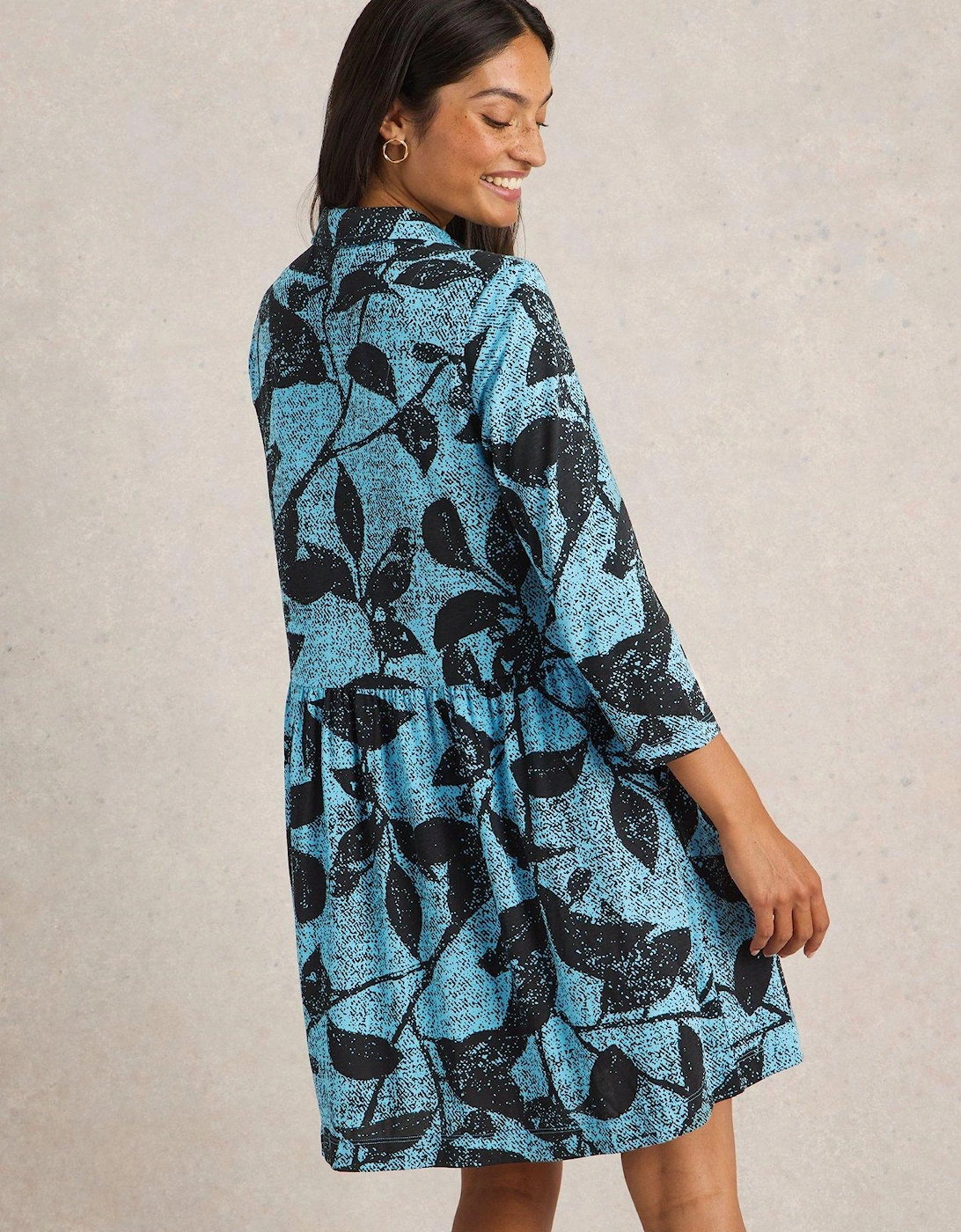 Everly Jersey Shirt Dress - Blue