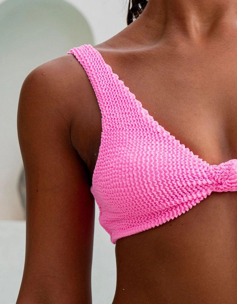 Scrunch Knot Bikini Top - Candy Pink