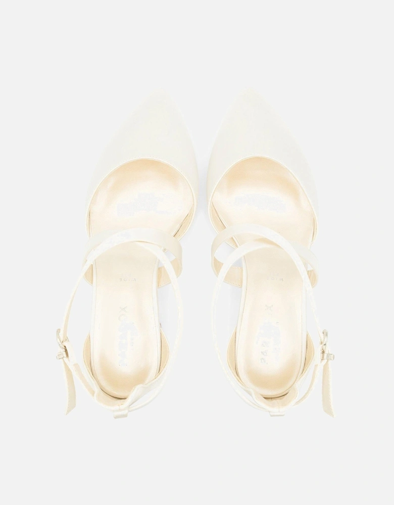 Blanche Wide Fit Satin Heeled Shoe - White