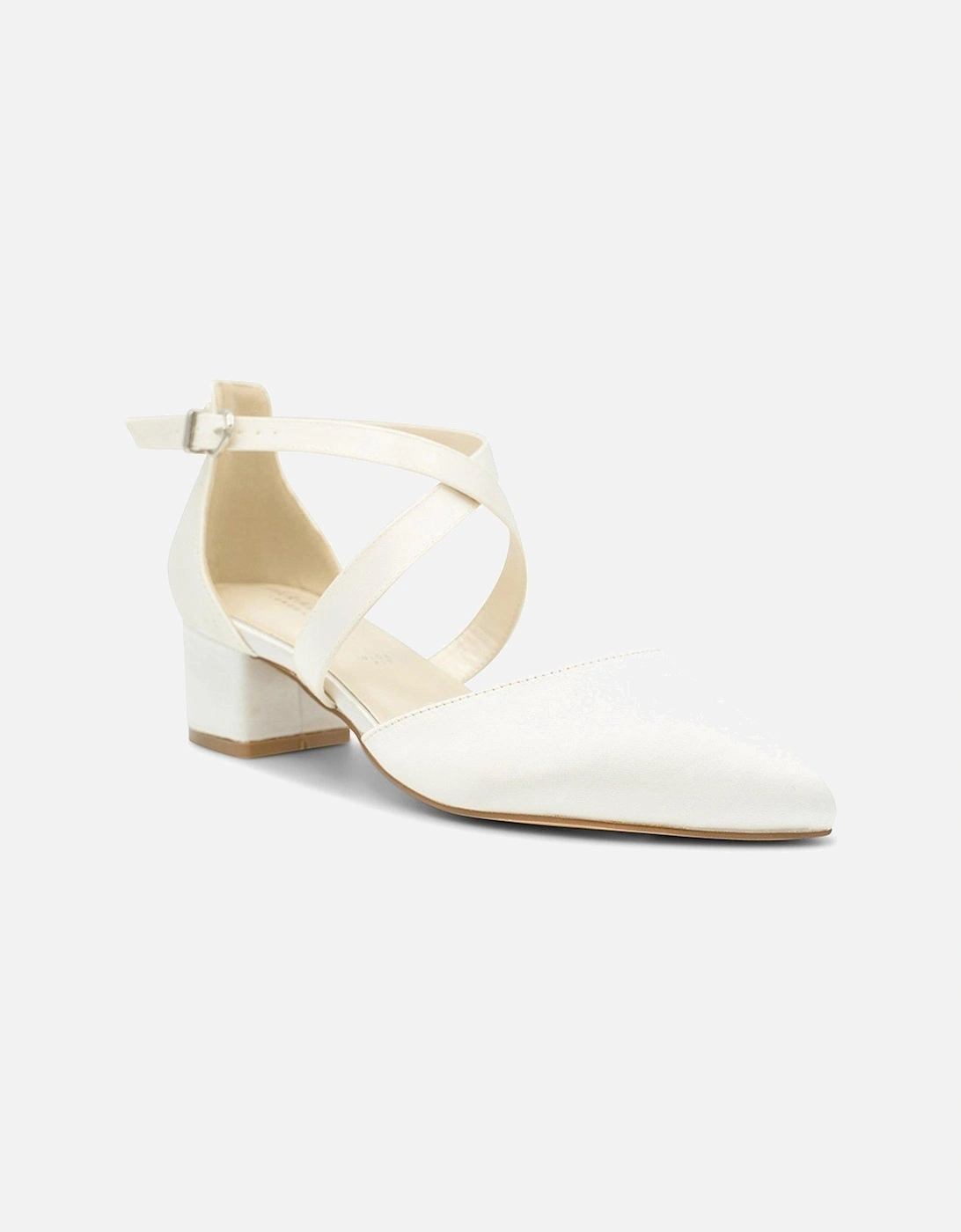 Blanche Wide Fit Satin Heeled Shoe - White