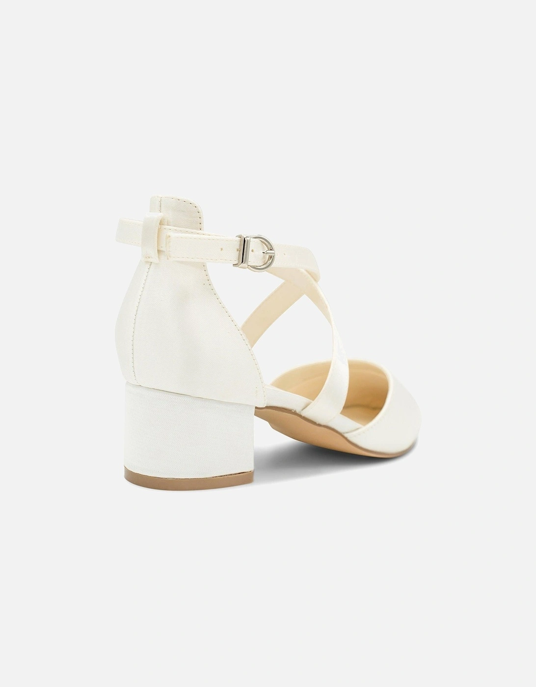 Blanche Wide Fit Satin Heeled Shoe - White