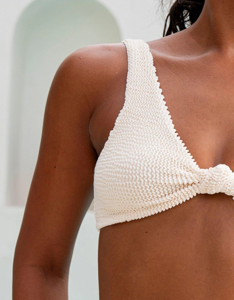 Scrunch Knot Bikini Top In Coconut - Brown