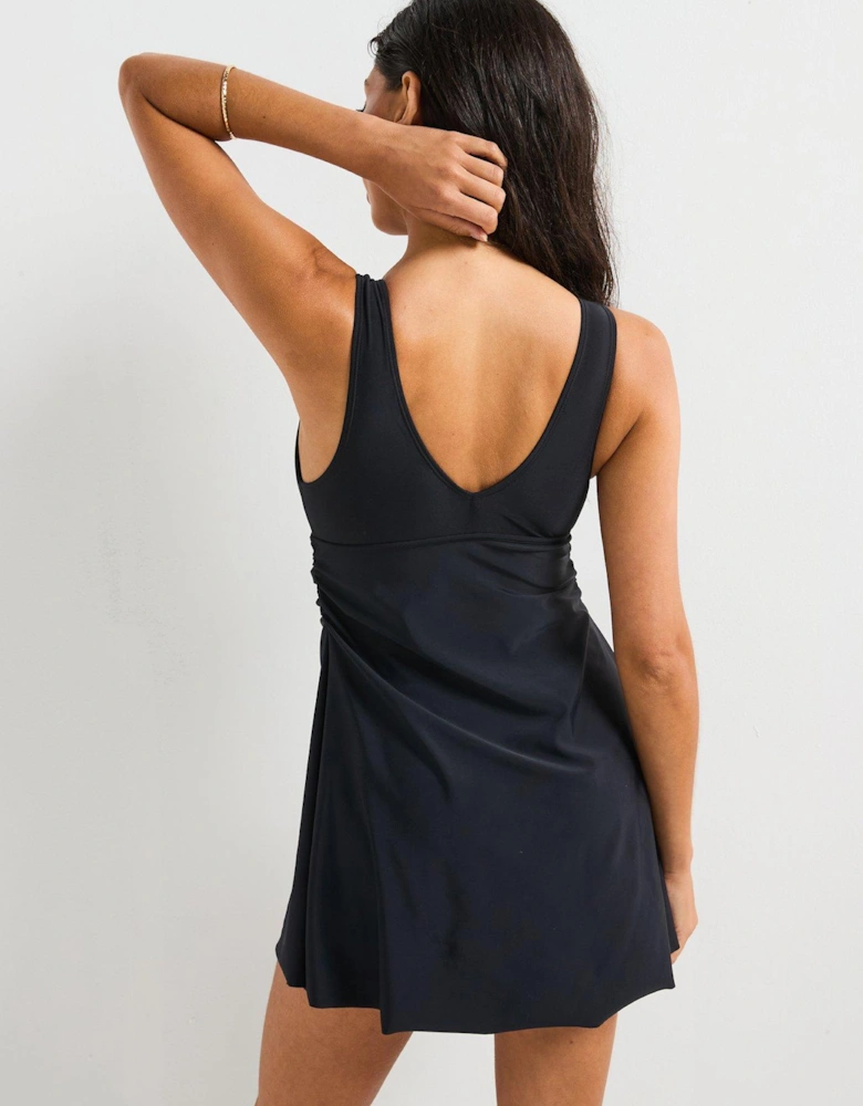 Bow Front Swim Dress - Black