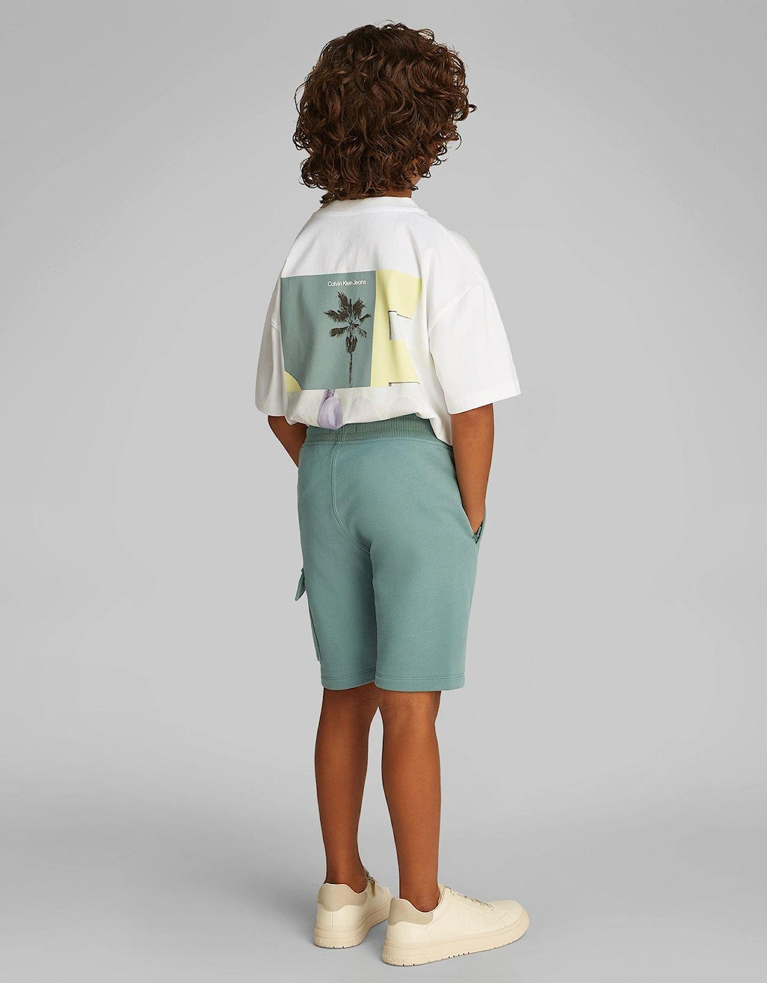 Boys Peached Terry Cargo Short - Green