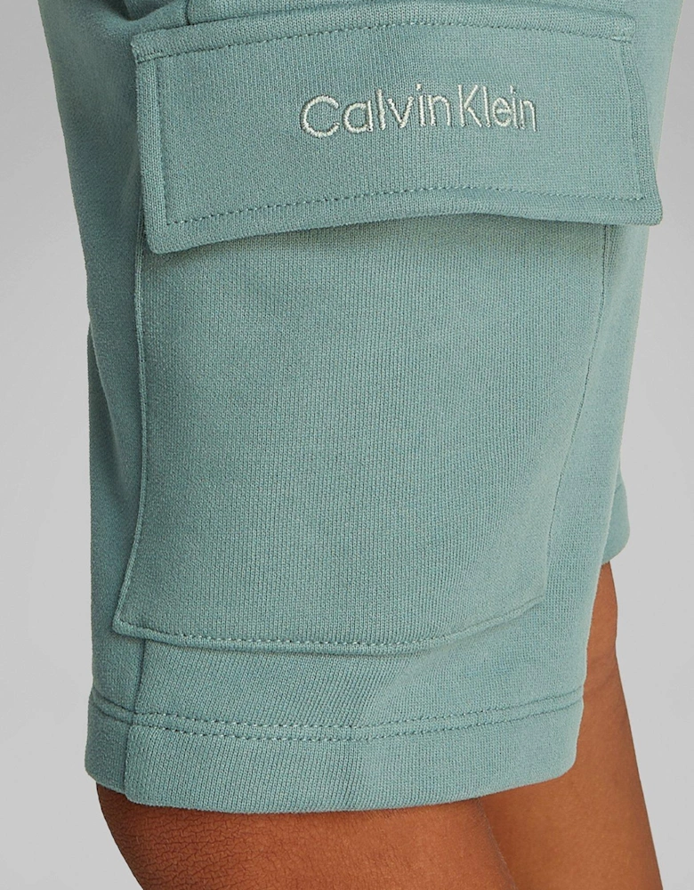 Boys Peached Terry Cargo Short - Green
