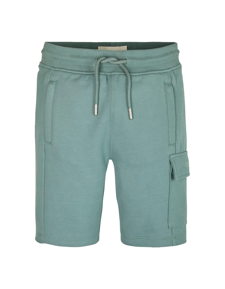 Boys Peached Terry Cargo Short - Green
