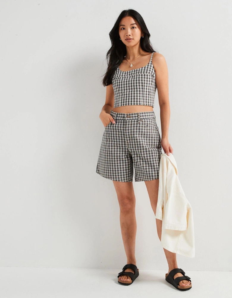 Jadine Denim Cami - Milo Mini Plaid Egret