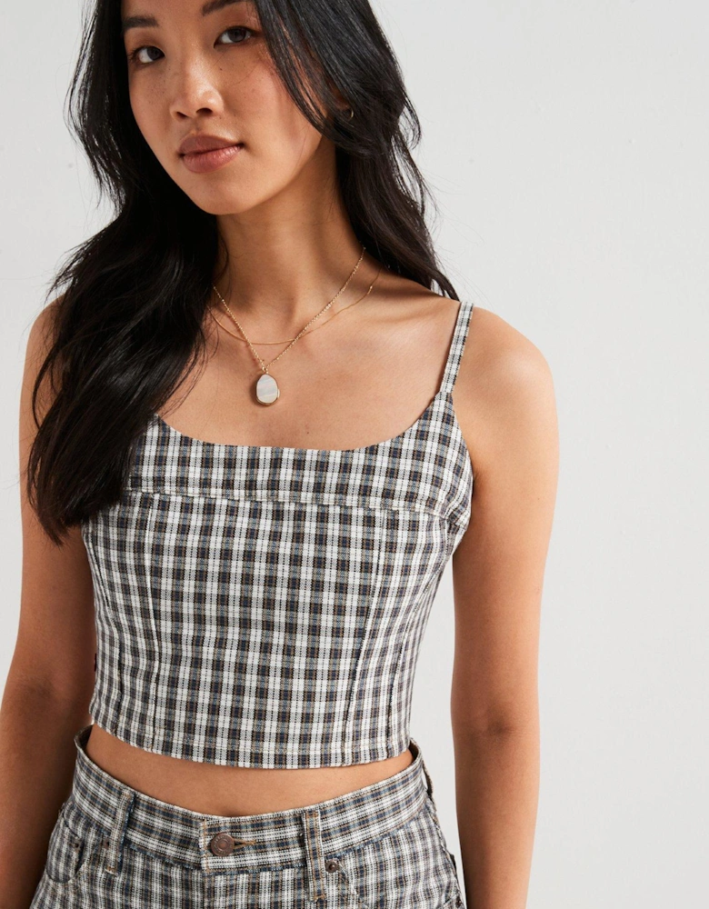 Jadine Denim Cami - Milo Mini Plaid Egret