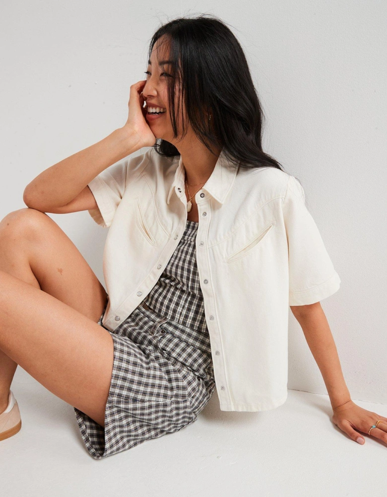Jadine Denim Cami - Milo Mini Plaid Egret