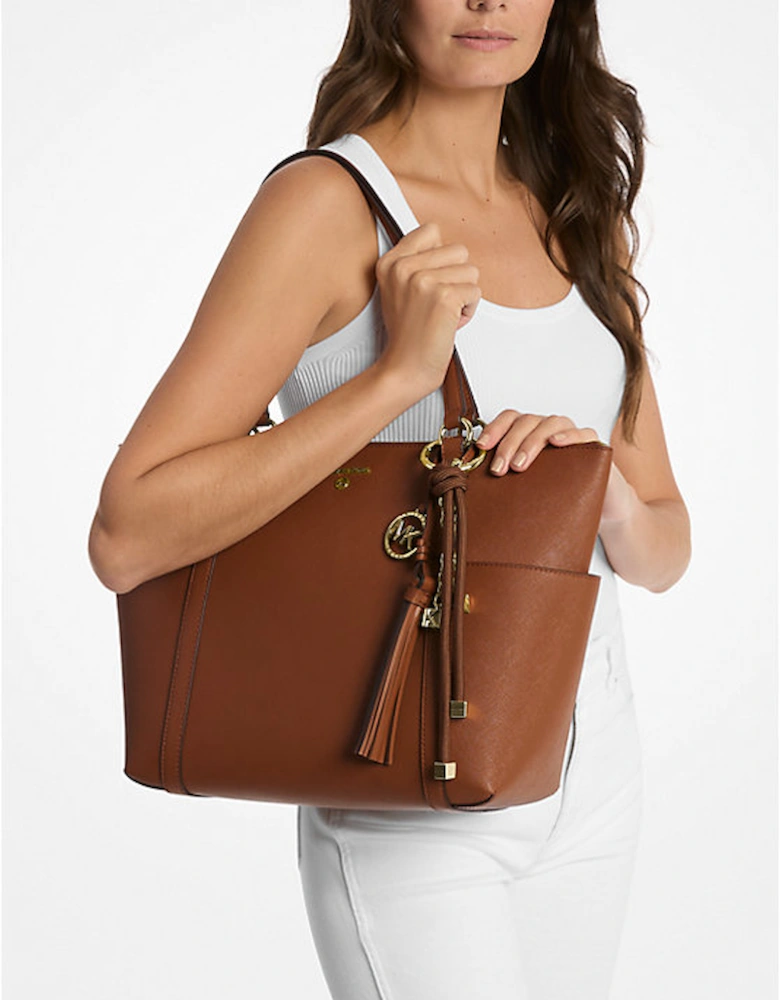 Sullivan Large Saffiano Leather Top-Zip Tote Bag