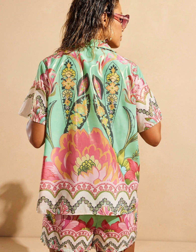 Del Maar Floral Resort Shirt - Light Green