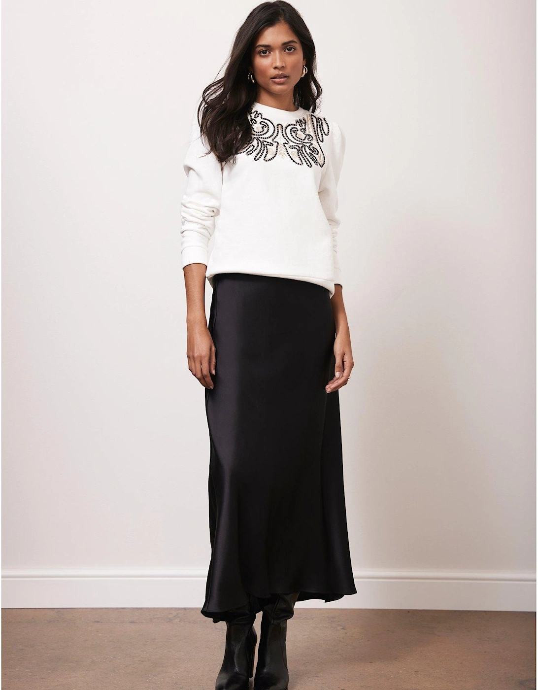 White Embroidered Sweatshirt - Cream