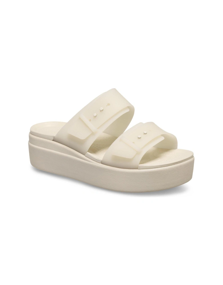 Brooklyn Buckle Frosted Low Wedge - Beige