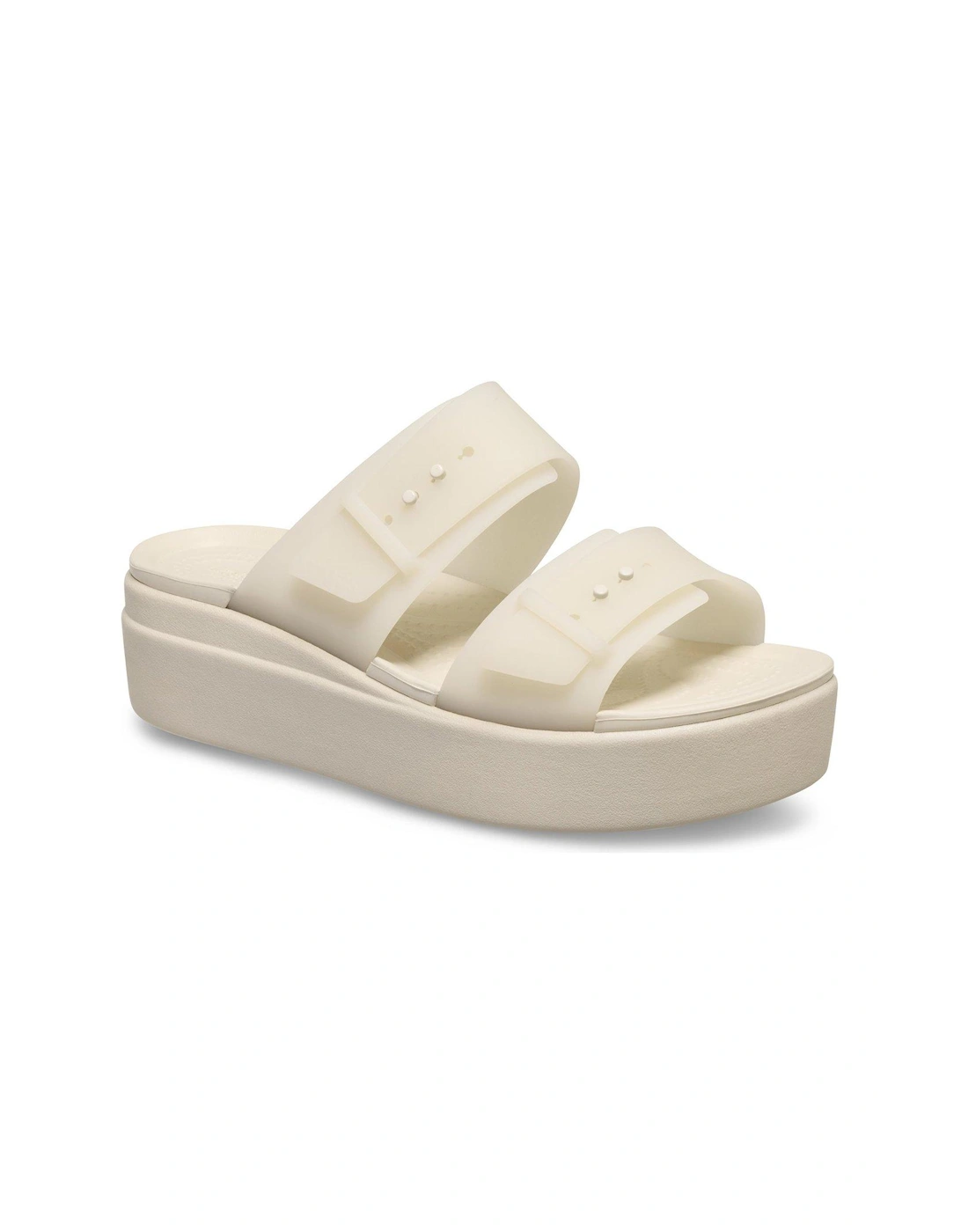 Brooklyn Buckle Frosted Low Wedge - Beige