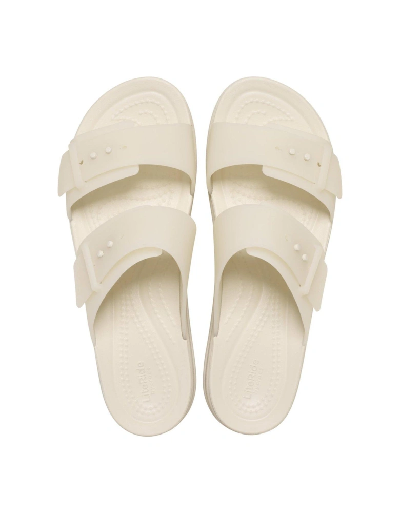 Brooklyn Buckle Frosted Low Wedge - Beige