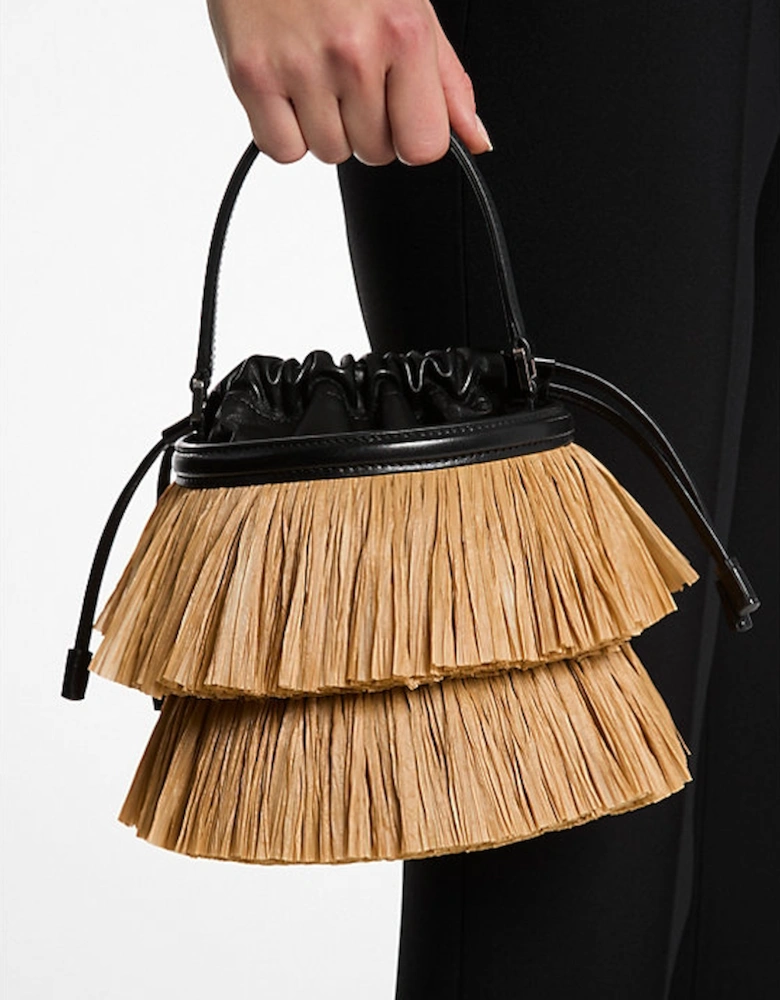 Ischia Mini Leather and Fringe Bucket Bag