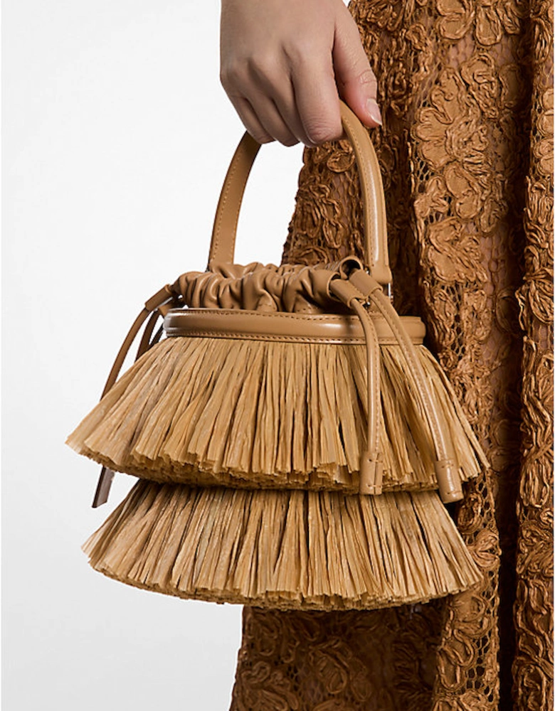 Ischia Mini Leather and Fringe Bucket Bag