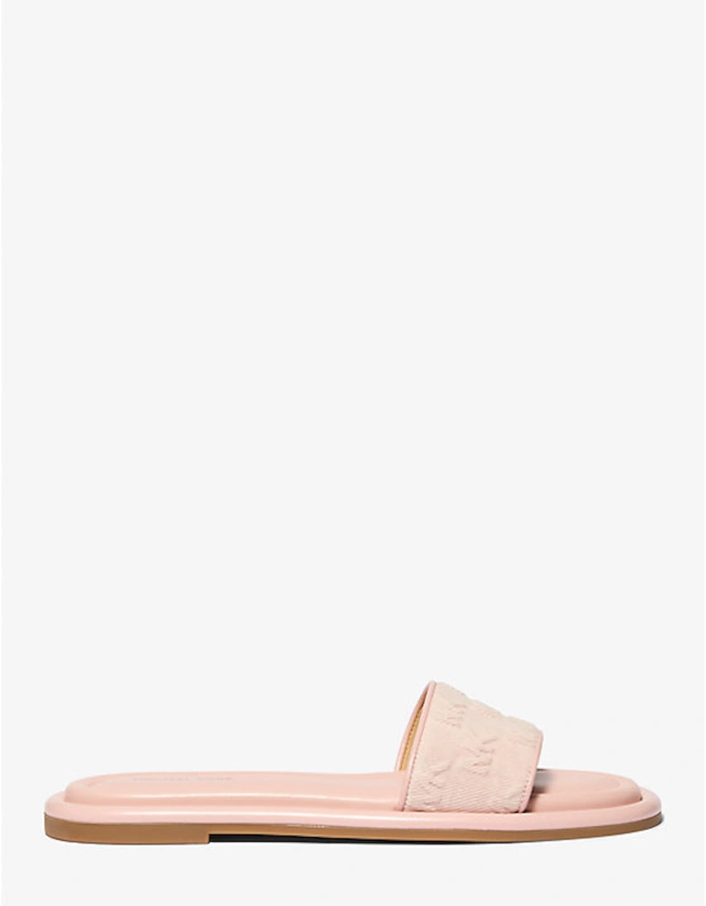 Dana Logo Embossed Denim Slide Sandal
