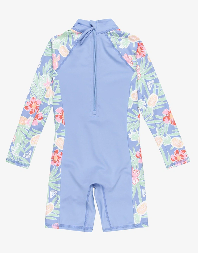 Girls Tropical Story Springsuit Rashguard - Purple
