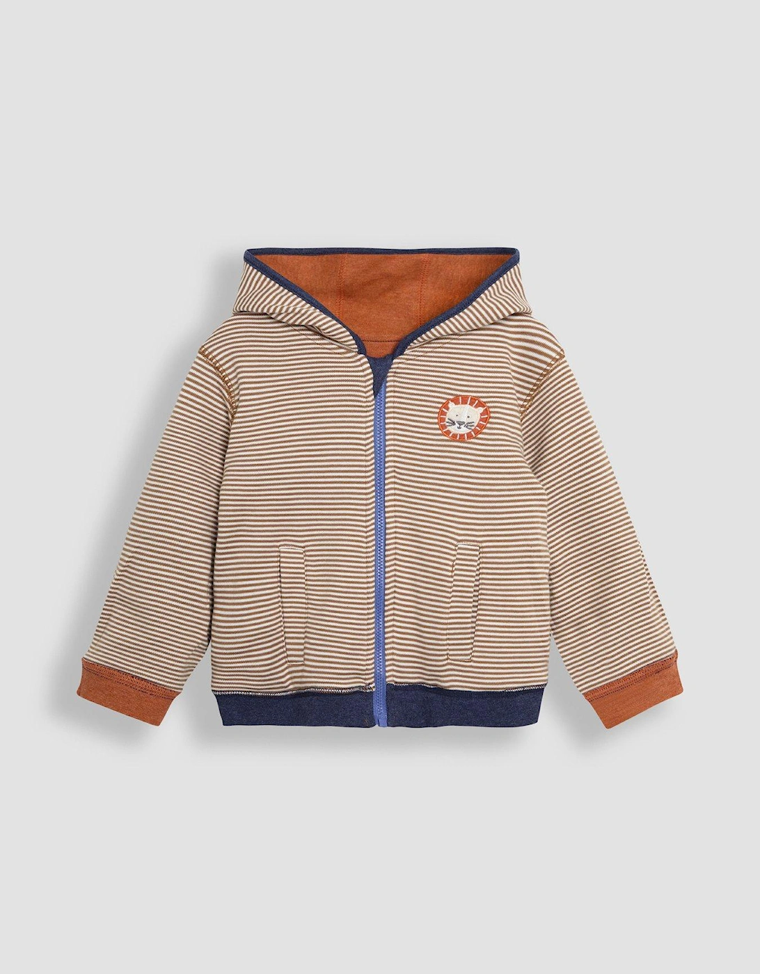 Boys Lion Applique Reversible Hoodie - Blue