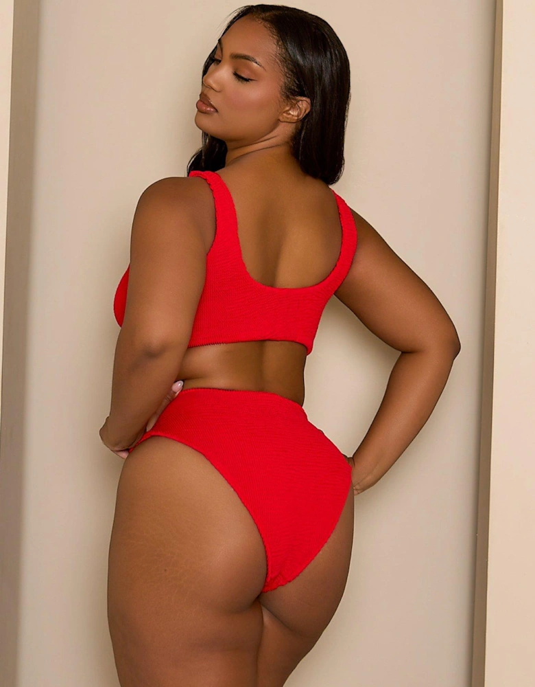 Curve Scrunch High Waist Bottom - Red