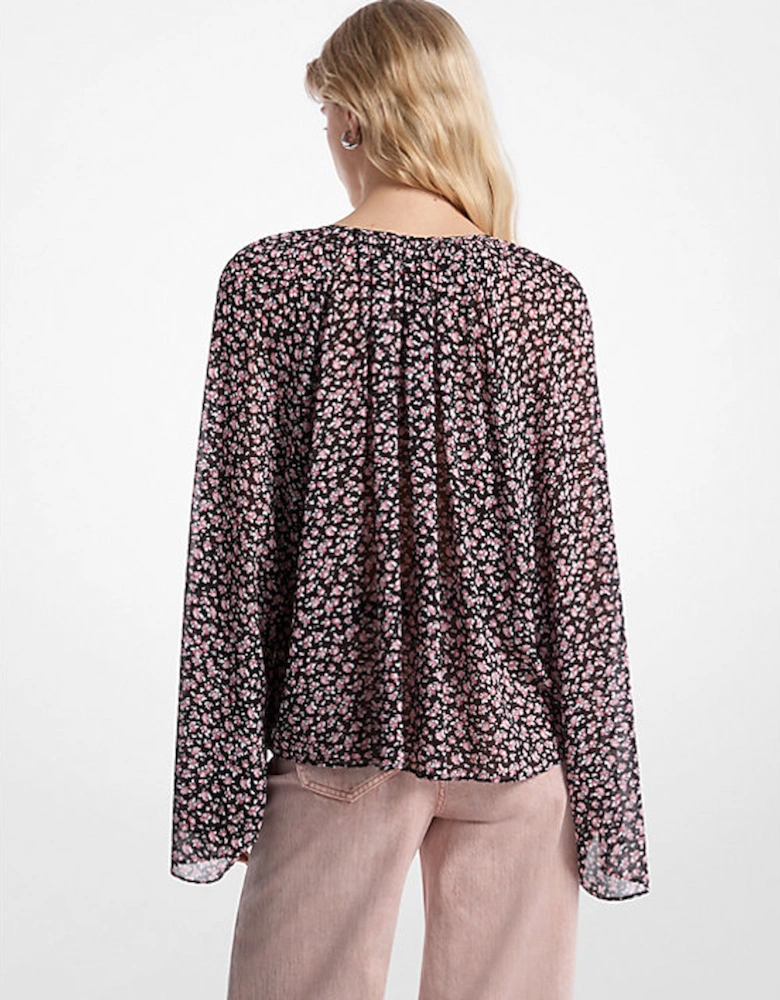 Floral Georgette Flared Sleeve Blouse