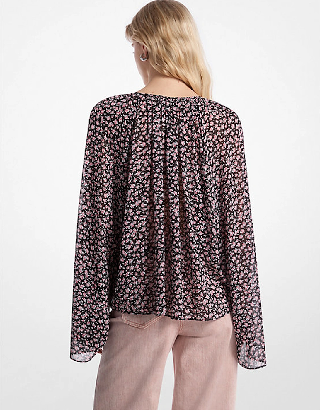 Floral Georgette Flared Sleeve Blouse