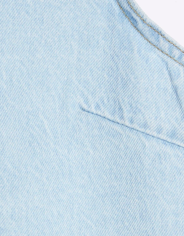 Crew Neck Denim Top - Light Denim