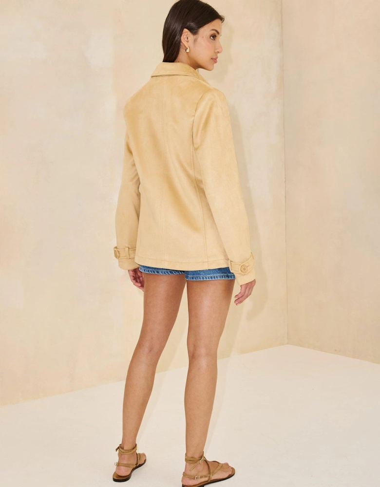 Faux Suede Blonde Jacket - Light Beige