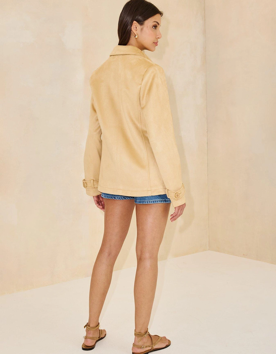Faux Suede Blonde Jacket - Light Beige